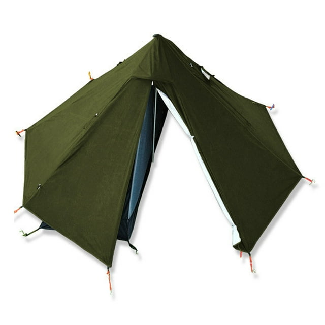 yeacher Tente Pyramide Légère Solo avec Cheminée - Abri de Camping Portatif et Imperméable à Double Couche (Tente Extérieure + Intérieure) - Vert Olive