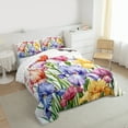 thumbnail image 4 of Manfei Kawaii Rainbow Daisy Full Size Comforter Sets,Gothic Moth Bedding Comforter Set,Colorful Flower Floral Bedding Sets For Girl Teens,Ultra Soft Home Decor Reversible,3 Pieces, 4 of 9