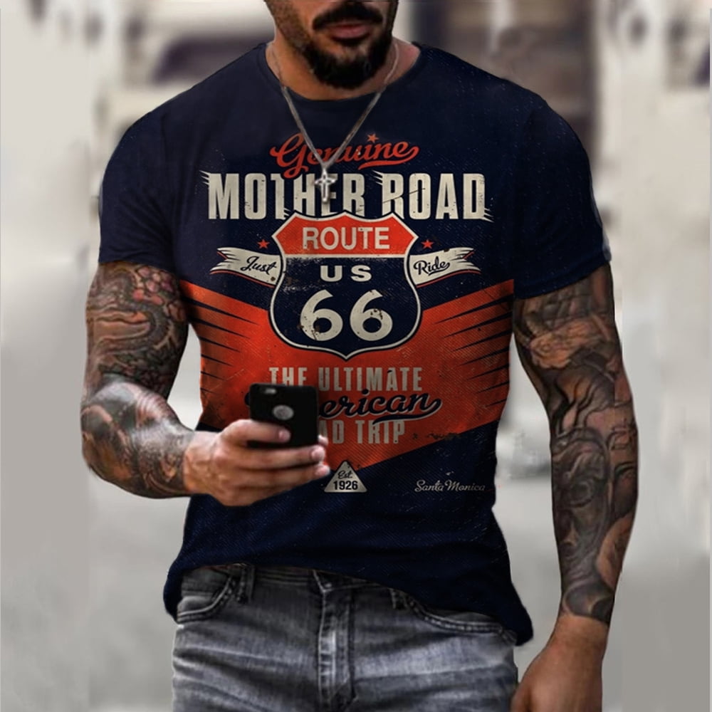 Historic Route 66 Shirts for Men Women Boys Girls 3D Printed Vintage
