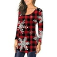thumbnail image 4 of MesaSe Tunique de Noël Imprimée Col Rond pour Femmes Boutons Manches Longues Blouse Ample, 4 of 6