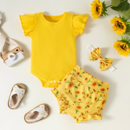 

Toddler Girl Romper Deals Kid Toddler Summer Clothes Toddler Baby Girls Fashion Cute Flowers Print Ruffles Short Sleeve Romper Shorts Pants Bow Suit Baby Toddler Jumpsuit Summer Savings Clearance