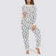thumbnail image 4 of Conjunto de top y pantalones de poliéster con bolsillos largos y estampado de cuello redondo informal para mujer, 4 of 6
