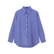 Fantaslook Striped Button Down Shirts for Women Classic Long Sleeve Collared Office Work Blouses Tops