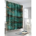thumbnail image 3 of Fsddascl Teal Brown Wood Print Shower Curtain Set - 48" x 72" Washable Bathtub Curtain with 12 Hooks, Simple Vintage Plank Waterproof Fabric Stall Shower Curtains for Bathroom/Bathtub Décor, 3 of 6