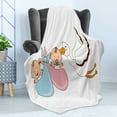 thumbnail image 4 of Gender Reveal Soft Flannel Fleece Throw Blanket, Babies with Stork Mythical Congratulation Playroom Baby Shower Kids Theme, Cozy Plush for Indoor and Outdoor Use, 50" x 60", Multicolor, by Ambesonne, 4 of 5