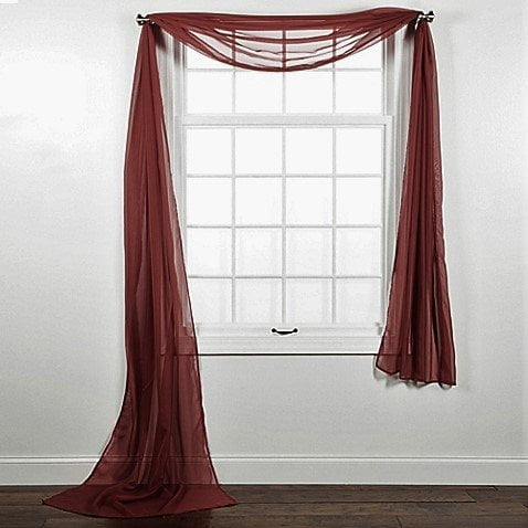 Excelent voile valance 1 Pc Solid Burgundy Scarf Valance Soft Sheer Voile Window Panel Curtain 216 Long Topper Swag Walmart Com