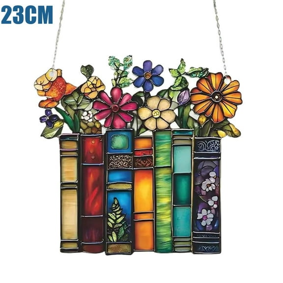 Flower Book Suncatcher Acrylic Window Hanging, Book Lover Gift, Book Club Gift, Book Lover Suncatcher, Book Reader Gifts, Teacher Book Gift, Nature-Inspired Home Decor & Gift for Plant Lovers X6W5