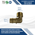 thumbnail image 5 of 10 Pcs XFITTING Pex A 3/4 Inch x 3/4 Inch Male NPT Elbow, Pex A Male NPT Elbow, 201-2-6=10XX, 5 of 6