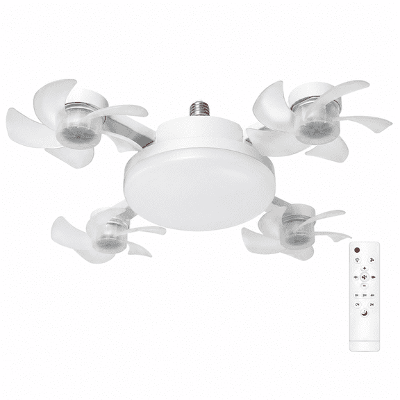 4-Head E26/E27 Socket Ceiling Fan with LED Light and Remote