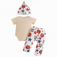 thumbnail image 7 of mgoYE Baby Girl Clothes 0-3 Months My First Basketball Season Baby Boy Girl Outfit Newborn Short Sleeve Romper Basketball Long Pants Hat 3Pcs Outfits Sets(Beige,6-12 Months), 7 of 7