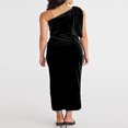 thumbnail image 3 of Robe Formelle en Velours pour Femmes Couleur Unie une Épaule Fendue Robe de Soirée, 3 of 7