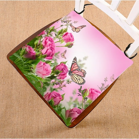 

ABPHQTO Delicate Roses And Butterfly Floral Chair Pad Seat Cushion Chair Cushion Floor Cushion Two Sides Printing 20x20 Inch
