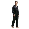 thumbnail image 3 of TONY & CANDICE Conjunto de pijama de satén clásico para hombre (XL, negro con ribete dorado), 3 of 5