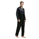 thumbnail image 3 of TONY & CANDICE Conjunto de pijama de satén clásico para hombre (XL, negro con ribete dorado), 3 of 5