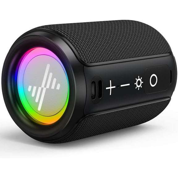 LENRUE Portable Bluetooth Speakers, Wireless Speakers with TWS, IPX5 Waterproof, Colorful Lights, Support Type C and TF Card, Portable for Shower, Travel, Party