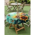 thumbnail image 5 of Outdoor Tablecloth with Umbrella Hole Zipper Yellow Sunflower Butterfly Round Tablecloth 60" Waterproof Outside Table Cloth Teal Ocean Vintage Abstract Patio Table Cover Tablecloths for Picnic Party, 5 of 8