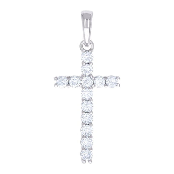 925 Sterling Silver Womens 1.37ct Moissanite Cross Religious Charm Pendant Necklace 38.7x16.6mm Wide Pendant for Women