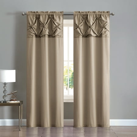 Mainstays Pintuck Floral Burst Grommet Top Window Curtain Panel - Set of Two, Multiple Sizes and Colors Available