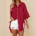 thumbnail image 2 of Women Button Down Shirts Office Drop Shoulder Oversized Blouse Long Sleeve Boyfriend Dress Shirt, 2 of 4