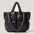 thumbnail image 2 of Women Handbag Cotton Padded Large Capacity Solid Color Funny Smooth Zipper Tote Bag Shoulder Bag for Daily Life, 2 of 10