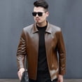thumbnail image 4 of BAETEUY Men Slim Fit Jacket Faux Leather Lapel Bomber Jacket Vintage Zipper Coat Windproof Biker Motorcycle Jacket with Pockets, 4 of 8