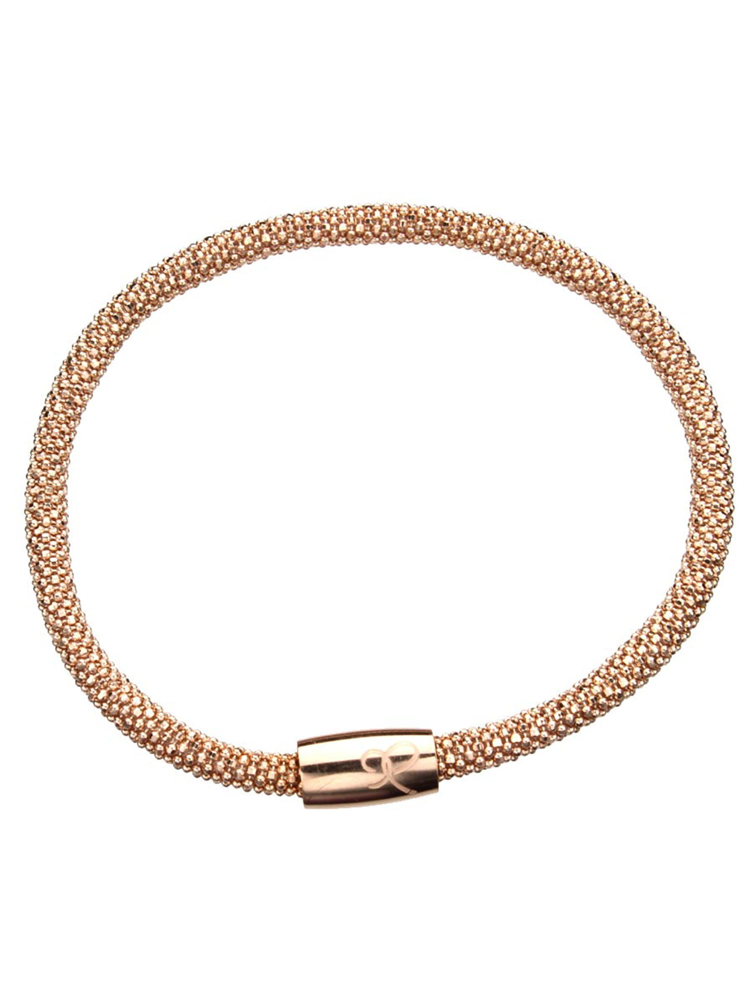 Sterling Silver Rose Gold-Plated Faceted Flexible Magnetic Clasp 