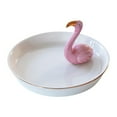 thumbnail image 1 of Bandeja de cerámica para joyas, escultura de flamencos, plato decorativo, regalo de cumpleaños Blanco Rosa, 1 of 9