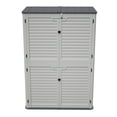 thumbnail image 5 of 74" Tall Resin Outdoor Storage Cabinet with Adjustable Shelves, Rust-Proof & UV Resistant Vertical Utility Shed for Garage, Backyard, Studio, Chemical Resistant Garden Equipment Locker, White, 5 of 15