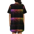 thumbnail image 3 of Naloa Colorful Sparkling Women's Short-Sleeved Pajama Set, Loungewear, Summer pajamas, Breathable Cozy - Medium, 3 of 9