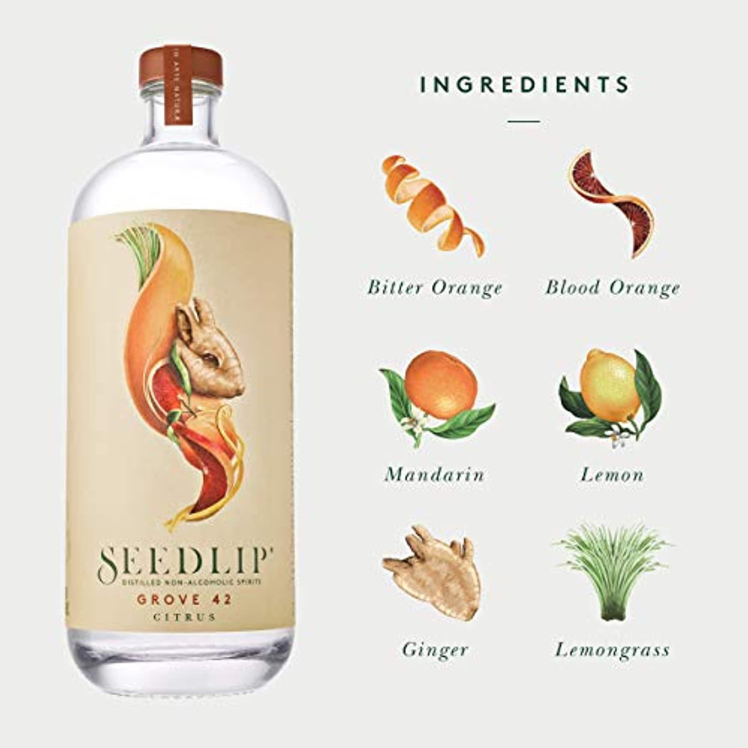 Seedlip Grove 42 - Non-alcoholic Spirit | Calorie Free, Sugar Free |  Non-alcoholic Cocktails | 23.7fl oz (700ml)