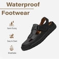 thumbnail image 2 of Mens Casual Sandals Closed Toe Leather Lightweight Sports Fisherman Shoes Summer Comfortable Outdoor Beach Shoes Black 11.5 US, 2 of 7