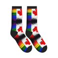 thumbnail image 4 of Women's Men's Canada Gay Pride Flag Colorful Novelty Pattern Crew Athletic Socks, 4 of 7