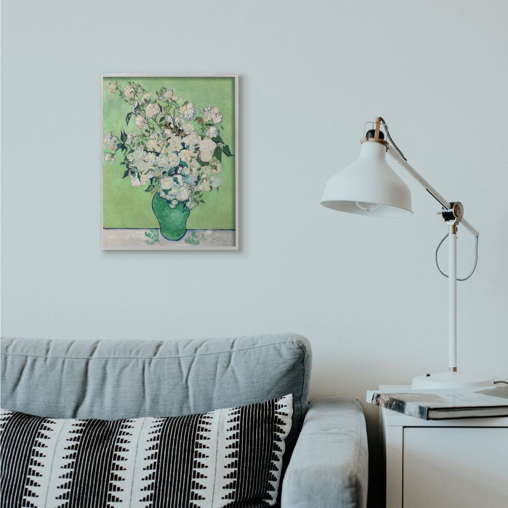 Stupell Industries Flower Pot Green White Van Gogh Classical Painting Framed Wall Art by Vincent Van Gogh