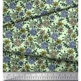 thumbnail image 3 of Soimoi Satin Silk Fabric Leaves & Floral Block Fabric Prints by Yard 42 Inch Wide, 3 of 3