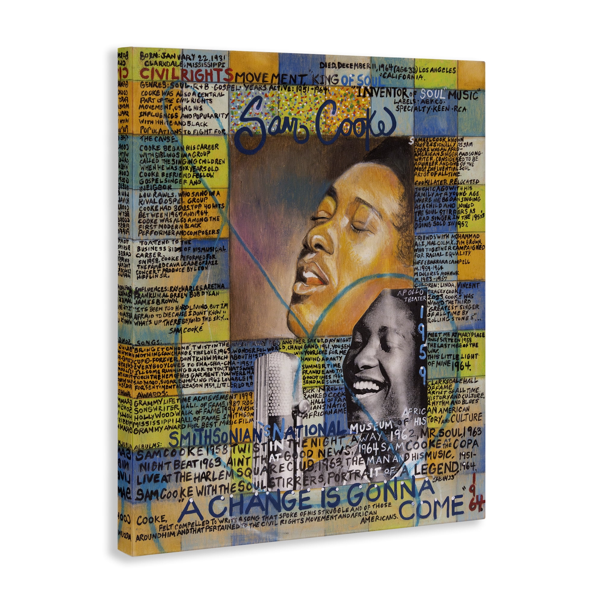 Stupell Industries Sam Cooke Collage People Drawing Wrapped Canvas Art Print Wall Art, 30 x 40