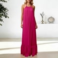 thumbnail image 5 of DGMIOCS Women's Backless Sleeveless Maxi Dress Oversized Duster Coat Style Long Dress with Spaghetti Straps for Everyday Versatile Wardrobe Hot Pink XXL, 5 of 7