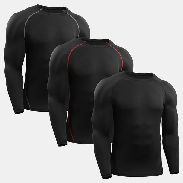 Camisas de compresión para hombres 3 PCS Capa base elástica de secado rápido