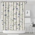 thumbnail image 2 of Waterproof Blue Floral Shower Curtain 72x84 Inch Boho Style Polyester Unique Shower Curtain for Bathroom Hotel Home Decor with 12 Plastic Hooks, 2 of 5