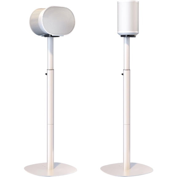 PUTORSEN Speaker Stands for Sonos Era-100 & Era-300 - Height Adjustable Floor Stands 29.1''–39'', Dual-Mount Base for Space-Saving Placement, 11 lbs Max Load, 1 Pair, White