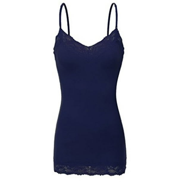 Women's Plus Size Lace Lowcut Camisole Tank Top Adjustable Cami