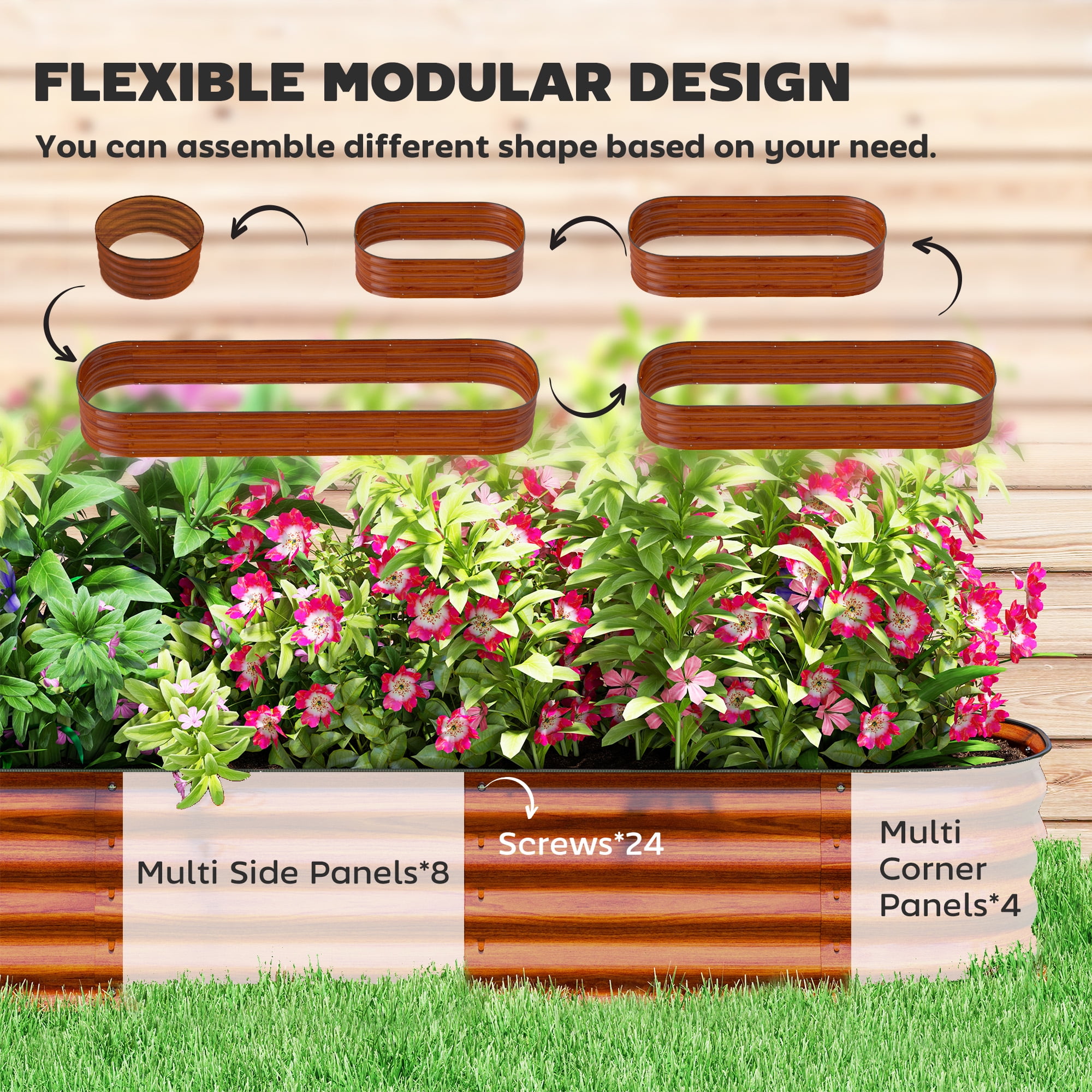Planter Box with Safety Edging, Metal Galvanized Raised Garden Bed Kit