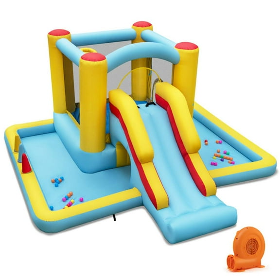 GVN Inflatable Bouncer, Jumping Castle,Inflatable Bounce House 7-in-1 Bouncy Castle with Slide and Tunnel with 550W Blower