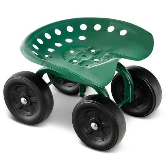 Spaco Garden Cart Rolling Workseat with Wheels, Gardening Stool for Planting, 360° Swivel Seat, Wagon Scooter, Use for Patio, Yard, and Outdoors, Green