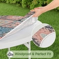 thumbnail image 5 of 【Boho Floral Print & Elastic Edge】Colorful Fitted Tablecloth Round for Kitchen Patio Picnic Buffet Party, Stretchable Table Cover Fits 52 to 56 Inch Diameter Round Tables, Machine Washable, 5 of 7