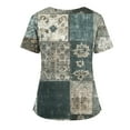 thumbnail image 4 of Scrubs For Women Tops, Plus Size Nurse Scrubs Floral Print V Neck Short Sleeve Top With Side Pockets, Split Hem-Comfortable Healthcare Work Uniform Tops White Scrubs Workout (4XL, Dark Green) ZMTing, 4 of 5