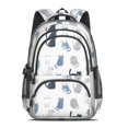 thumbnail image 2 of Blue and White Cat White Pattern Backpack for School, Cute School Bag with Adjustable Shoulder Straps and Padded Back, 16.9"x12.6"x5.9", 2 of 5