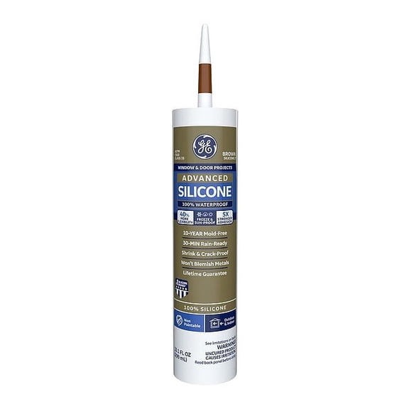 GE 2813701 Advanced Silicone 2 Window & Door Sealant, Brown, 10.1-oz. - Quantity 1