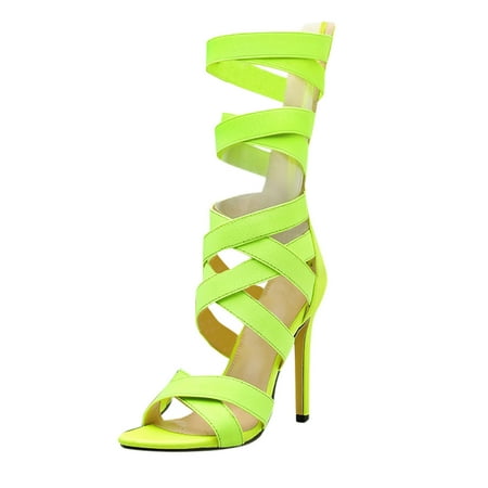 

Women Summer Shoes Elastic Band Crossed Roman Shoes Thin Heel Sandals High Heel Sandals