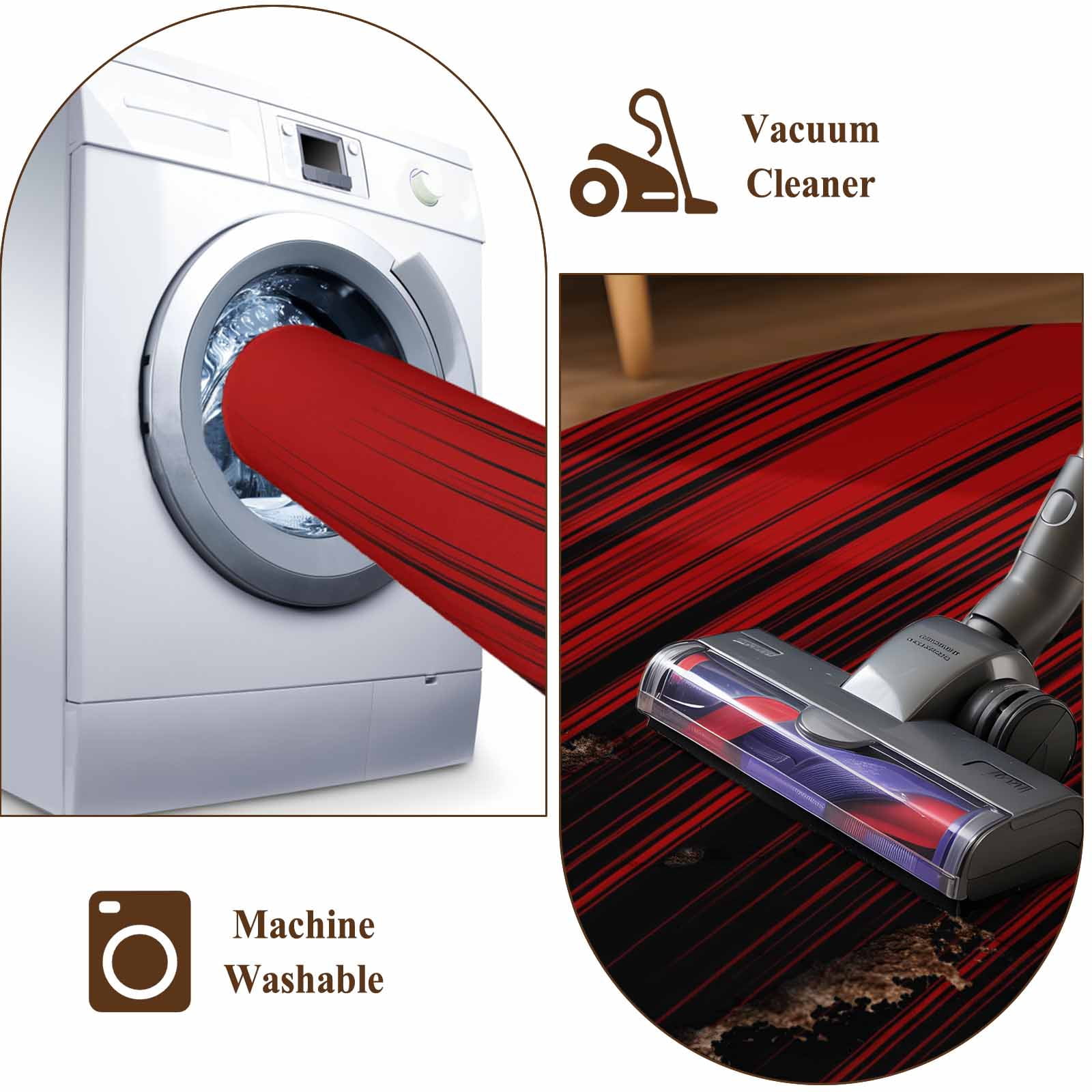 Rectangle Area Rugs 5 x 7 Ft, Dark Red Black Ombre Non-Slip Residential Carpet, Modern Abstract Art Striped Gradient Indoor Crawling Mats Runner Rugs for Living Room/Dining Room/Bedroom
