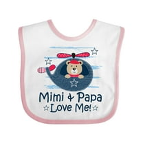 Inktastic Mimi and Papa Love Me Boys Boys Baby Bib